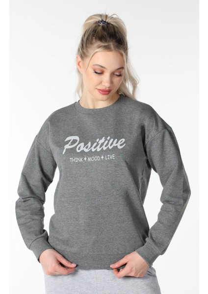 Kadın Baskılı Sweat Koyu Gri fiyatları