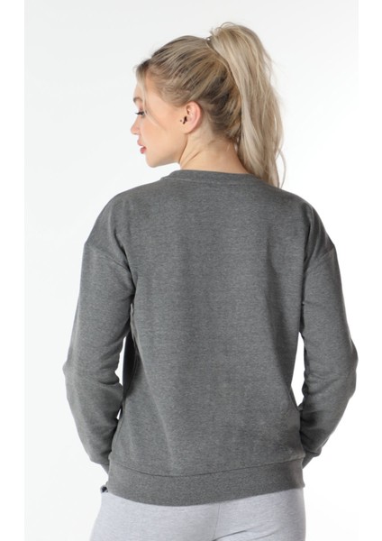 Kadın Baskılı Sweat Koyu Gri indirimleri