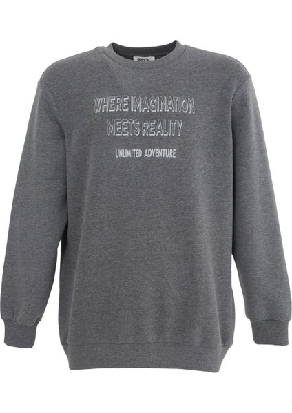 Erkek Baskılı Sweatshirt Antrasit fiyatları