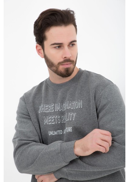 Erkek Baskılı Sweatshirt Antrasit modelleri