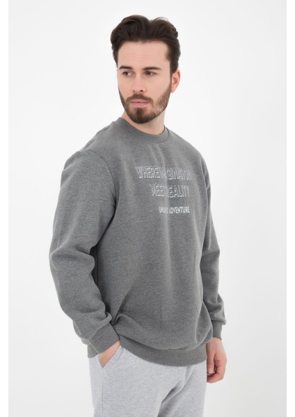 Erkek Baskılı Sweatshirt Antrasit indirimleri