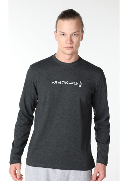 Erkek Baskılı Uzun Kollu Bisiklet Yaka Tişört Antrasit fırsatları