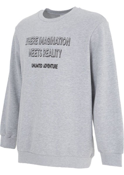 Erkek Baskılı Sweatshirt Gri Melanj fırsatları