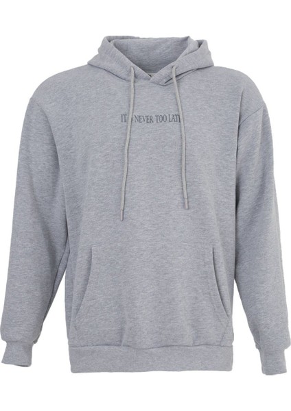 Erkek Baskılı Kapüşonlu Sweat Gri fiyatları