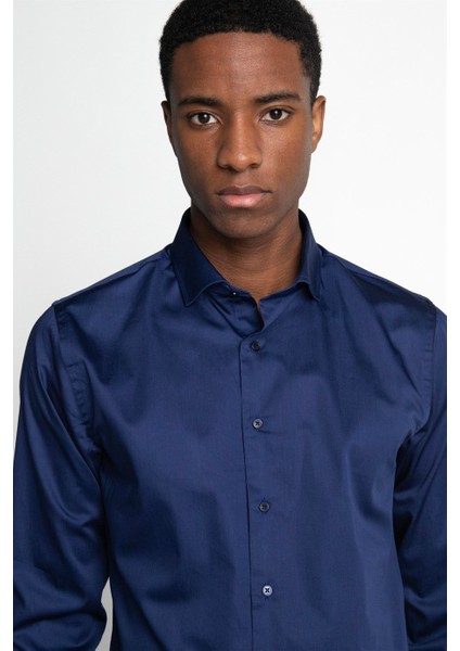 Slim Fit Koton Saten Premium Seri Erkek Gömlek modelleri