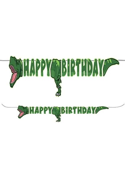 Vahşi Jurassik Happy Birthday Yazılı Banner