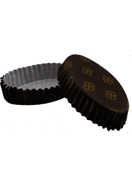 Cupcake Kalıbı Pet Kapsül Oval Yonca Desenli Kek Kalıbı (100 Adet) F11