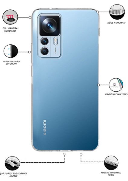 Xiaomi Mi 12T Pro ile Uyumlu Kapak Kamera Korumalı Tıpalı Şeffaf Silikon Kılıf fiyatları