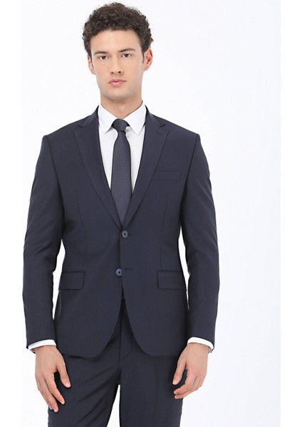 Modern Fıt Düz Paça Lacivert Erkek Takım Elbise TKM-2685
