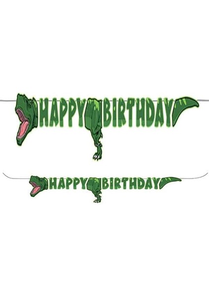 Vahşi Jurassik Happy Birthday Yazılı Banner