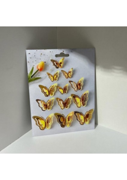 Dekoratif Kelebek Balon Süsü Çift Taraflı Gold Gümüş 12 Adet