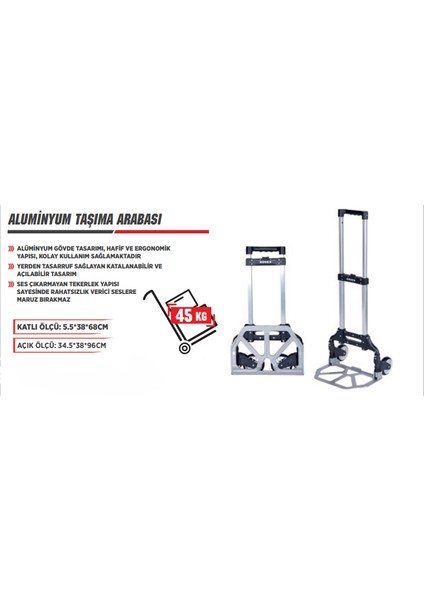 Alüminyum Taşıma Arabası 45 kg