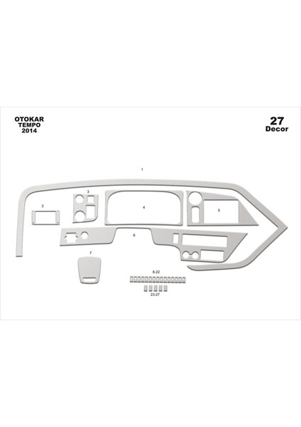 Meriç® Otokar Tempo Ön Torpido Kaplama Maun 27 Parça 2014-›