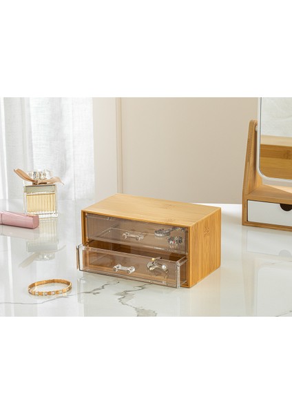 Katelyn Bambu 2 Katlı Organizer 19 x 10,5 x 9,5cm Naturel