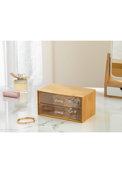 Katelyn Bambu 2 Katlı Organizer 19 x 10,5 x 9,5cm Naturel