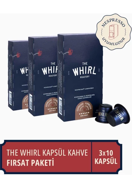 The Whirl Espresso Dark Kapsül Kahve 3'lü Fırsat Paketi 30 Kapsül