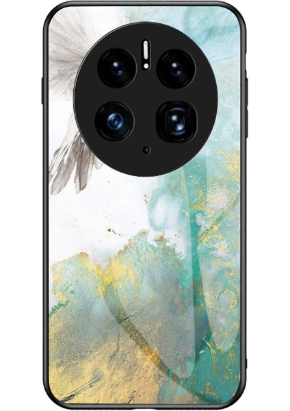 Huawei Mate Için 50 Pro 4g Mermer Desen Baskı Telefon Kılıfı Temperlenmiş Cam + Pc + Tpu Koruyucu Akıllı Telefon Kapağı (Yurt Dışından)