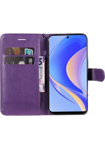 Huawei Nova Y90 4g Için Kt Deri Serisi-2 Telefon Kılıfı / Keyifli 50 Pro 4g, Iyi Korumalı Pu Deri Flip Cüzdan Kapağı Düz ​​renk Manyetik Kapatma Stand Telefon Kabuğu Kayış (Yurt Dışından)