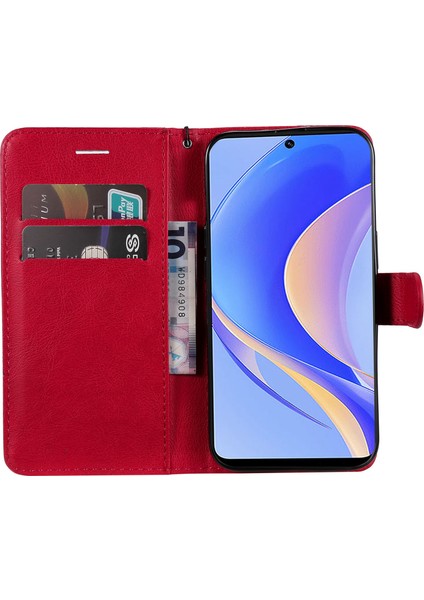 Huawei Nova Y90 4g Için Kt Deri Serisi-2 Telefon Kılıfı / Keyifli 50 Pro 4g, Iyi Korumalı Pu Deri Flip Cüzdan Kapağı Düz ​​renk Manyetik Kapatma Stand Telefon Kabuğu Kayış (Yurt Dışından)