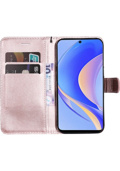 Huawei Nova Y90 4g Için Kt Deri Serisi-2 Telefon Kılıfı / Keyifli 50 Pro 4g, Iyi Korumalı Pu Deri Flip Cüzdan Kapağı Düz ​​renk Manyetik Kapatma Stand Telefon Kabuğu Kayış (Yurt Dışından)