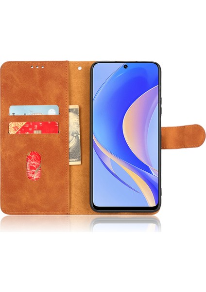 Huawei Nova Y90 4g Cilt Dokunuşu His Pu Deri Cüzdan Kılıfı Katlanabilir Standı Anti-Damla Telefon Kapağı (Yurt Dışından)