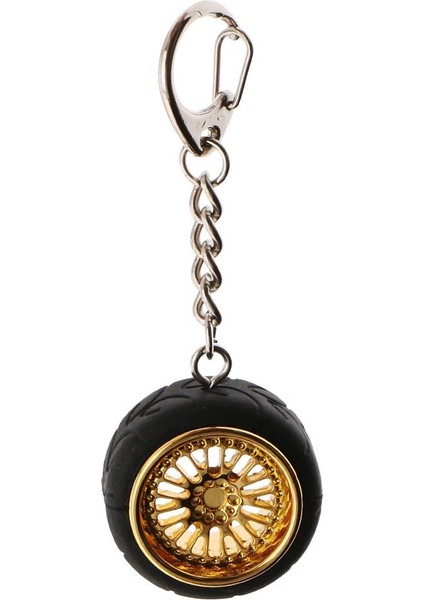 Araba Anahtarı Yaratıcı Tekerlek Rim Hub Tasarım Zinciri Keyfob Kolye Altın (Yurt Dışından)