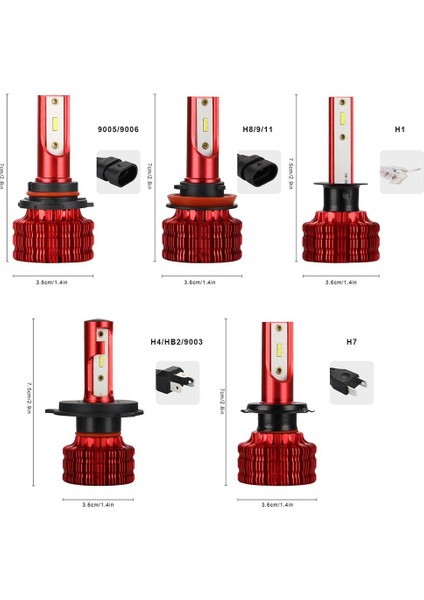 2 Adet Süper Parlak Otomatik Araba LED Far Ampulleri 9-30V 360 Derece H4 (Yurt Dışından)