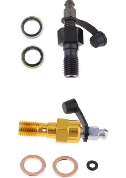 2x Alüminyum M10X1.25MM Konu Tek Bleed Nipel Banjo Bolt - Siyah + Altın (Yurt Dışından)