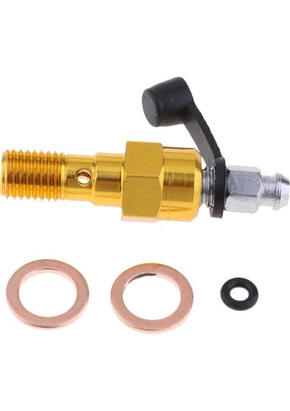 2x Alüminyum M10X1.25MM Konu Tek Bleed Nipel Banjo Bolt - Siyah + Altın (Yurt Dışından)