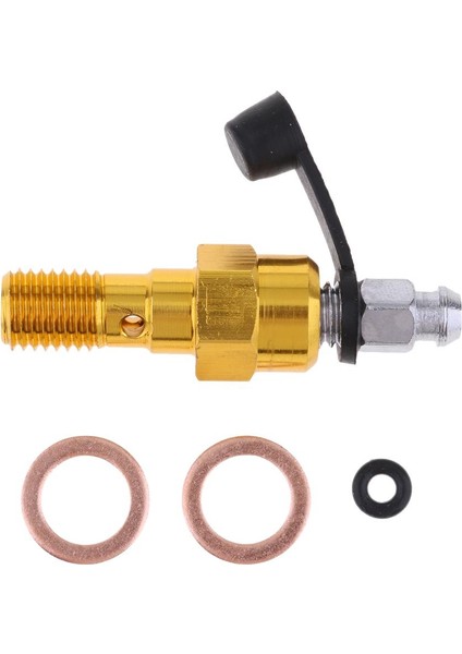2x Alüminyum M10X1.25MM Konu Tek Bleed Nipel Banjo Bolt - Siyah + Altın (Yurt Dışından)