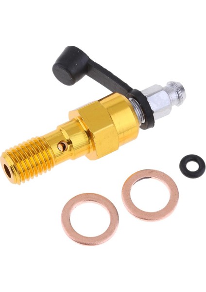 2x Alüminyum M10X1.25MM Konu Tek Bleed Nipel Banjo Bolt - Siyah + Altın (Yurt Dışından)