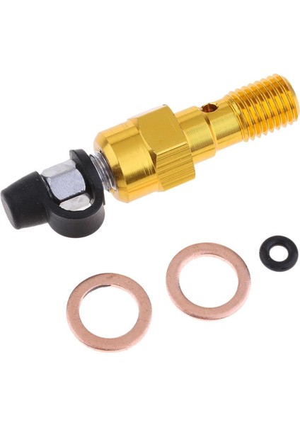 2x Alüminyum M10X1.25MM Konu Tek Bleed Nipel Banjo Bolt - Siyah + Altın (Yurt Dışından)