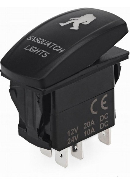 Siyah Sasquatch Rocker Switch Rv Için 12V 24V 5pin - Kırmızı LED (Yurt Dışından)