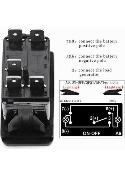 Siyah Sasquatch Rocker Switch Rv Için 12V 24V 5pin - Kırmızı LED (Yurt Dışından)