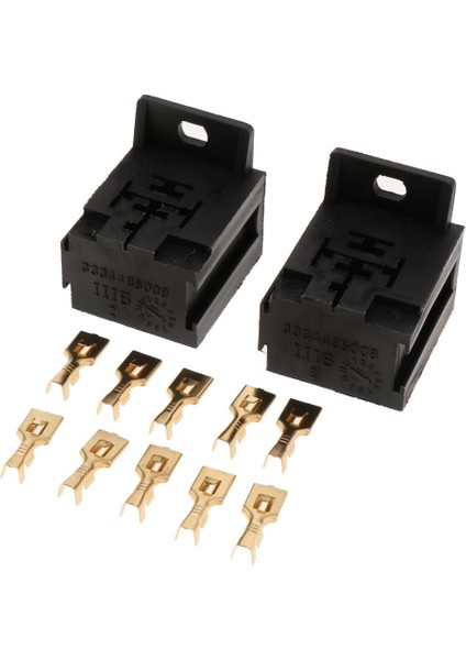 5 Pin Rölesi Taban Tutucusu Montaj Braketi ve Terminallerle -2 Set - Siyah (Yurt Dışından)