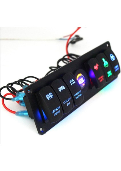 Otomobiller Tekneler Için LED ile Rocker Anahtar Açma Kapalı Anahtar Paneli (Yurt Dışından)
