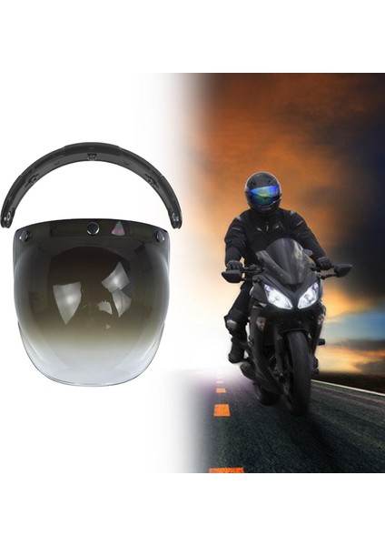 Kabarcık 3 Snap Visor Lens Kalkanı Açık Kasklar Için Yukarı Çıkar Yarı Kasklar Siyah Gradyan (Yurt Dışından)