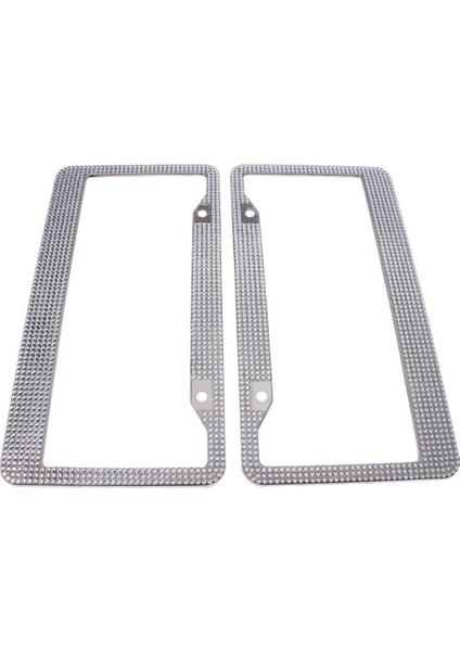 2x 12" X6" Araba Oto Plaka Çerçevesi Bling Kristal Rhinestone 7 Satır Gümüş (Yurt Dışından) fiyatları