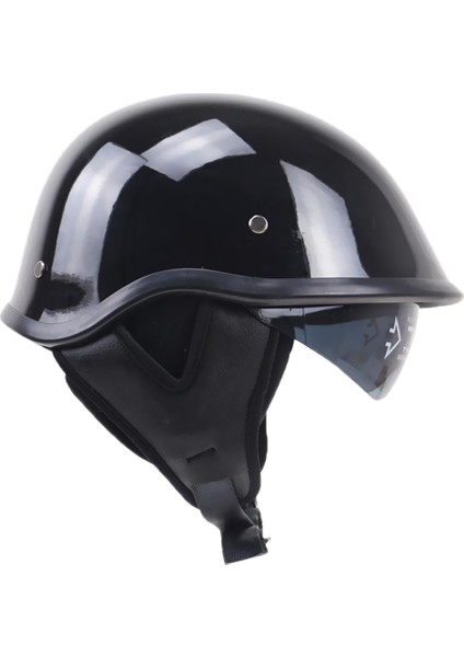 Parlak Siyah Motosiklet Açık Yüz Yarım Kask Nokta Açılır Güneş Visor L (Yurt Dışından)