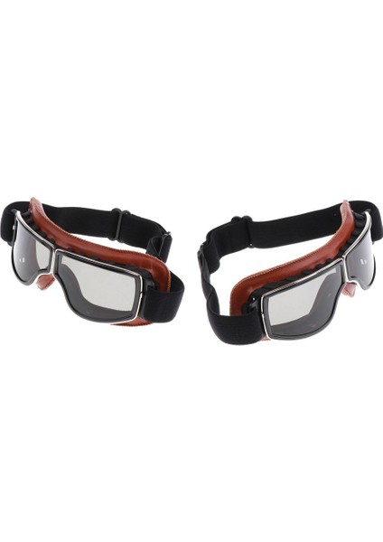 2 Adet Motosiklet Gözlükler Vintage Pilot Tarzı Cruiser Scooter Kum Gözlük (Yurt Dışından)