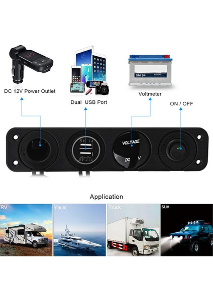 12V 2 USB Su Geçirmez LED ile Rocker Marine (Yurt Dışından) fiyatları