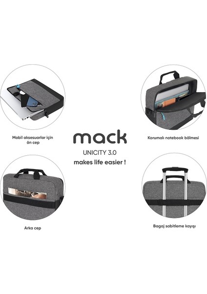MCC-602 14.1" Unicity 3.0 Notebook Çantası Gri