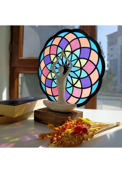 Epoksili Işıklı Kişiselleştirilebilir Torus Yoga Yapan Kadın Gece Lambası Dekoratif Obje fırsatları