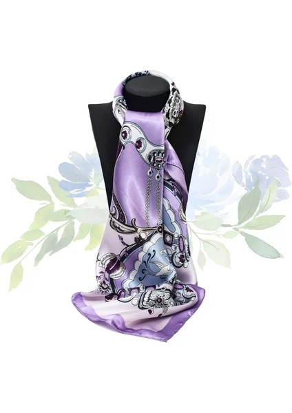 Saten Baskılı Kare Eşarp - Çok Renkli (Yurt Dışından)