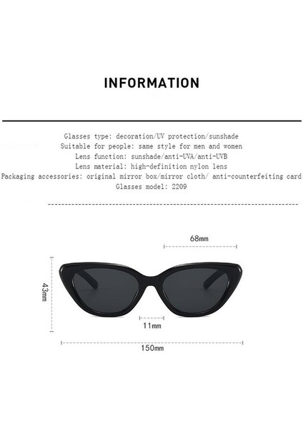Unisex Güneş Gözlüğü - Siyah (Yurt Dışından)