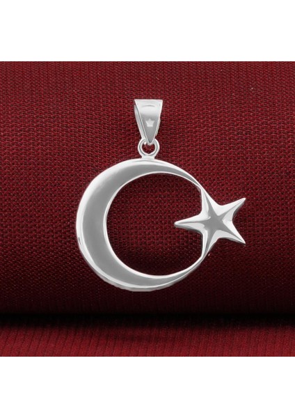 925 Ayar Gümüş Çift Taraflı Ayyıldız Model Erkek Kolye Ucu