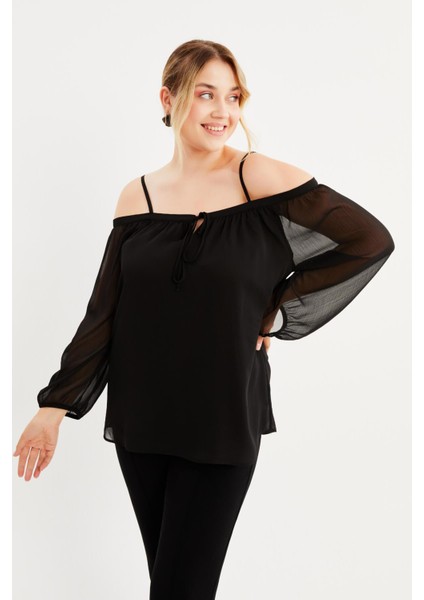 Astarlı Karmen Yaka Şifon Bluz fiyatları