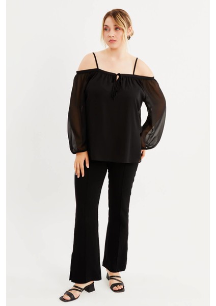Astarlı Karmen Yaka Şifon Bluz fırsatları