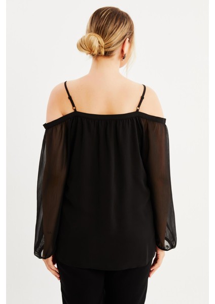 Astarlı Karmen Yaka Şifon Bluz indirimleri