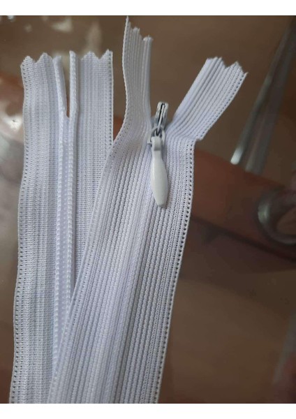 Beyaz Gizli Fermuar 22 cm 10 Adet